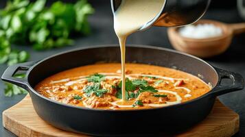 Chicken tikka masala in a pot photo