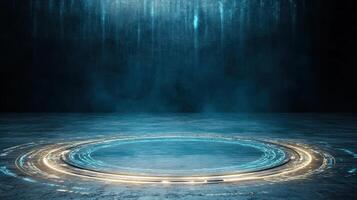 A futuristic background with a glowing circle photo