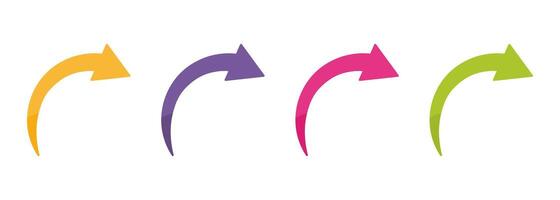 Curved arrow icon set. Collection of colorful right direction arrows symbol design. illustration vector
