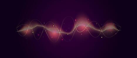 Golden sound wave on dark background, AI voice assistant visualization, Sound wave equalizer, illustration vector