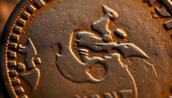a close up of a coin with a bird on it photo