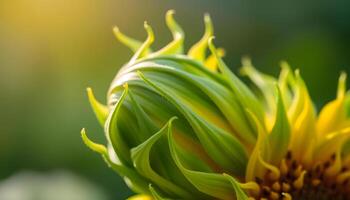 a close up of a sunflower with a blurry background photo