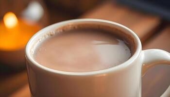 a close up of a cup of hot chocolate photo