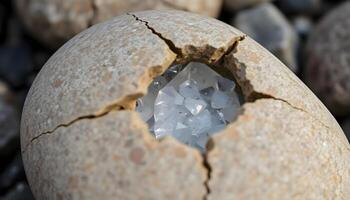 a rock with a hole in the middle of it photo
