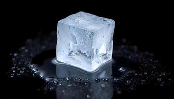 a cube of ice sitting on top of a table photo
