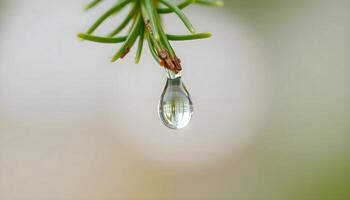 water hanging from a tree branch photo