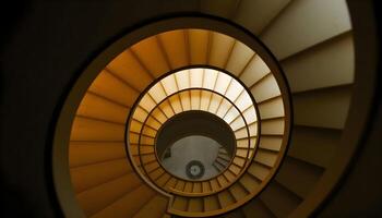 a view of a spiral staircase in a building photo