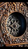 close up of a clock with intricate designs photo