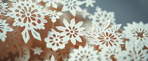 close up of a window with snowflakes on it photo