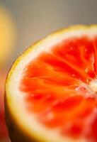 close up of a grapefruit cut in half photo