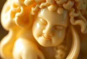 close up of a statue of a cherub photo