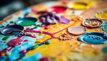 close up of a paint palette with buttons photo