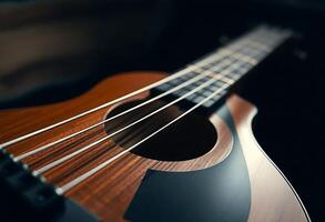 close up of a guitar strings and strings photo