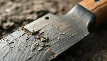 close up of a knife on the ground photo