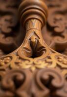 close up of a wooden carved object photo