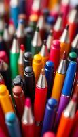 close up of a bunch of colored pencils photo