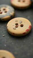 close up of a button on a surface photo
