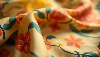 close up view of a flowered fabric photo