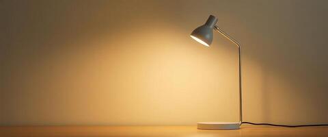 lamp that is on a table in a room photo