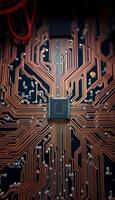 close up of a computer circuit board photo