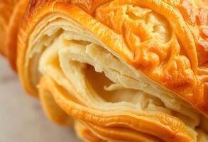 close up of a pastry that is cut in half photo