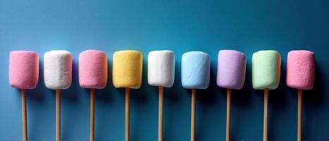 Delightful dipped marshmallows display studio setting food photography colorful environment close-up view sweet treats photo