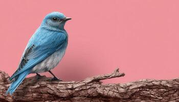A tranquil bluebird perched on a weathered branch in nature's harmony photo