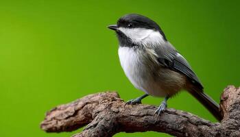 Charming chickadee perched on gnarled branch nature scene low resolution serene environment photo