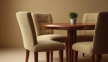 Cozy indoor gathering at an elegant round table detailed composition in a warm setting inviting atmosphere for relaxation photo