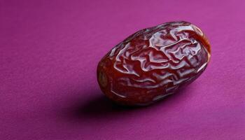Dried date close-up on purple background food photography studio environment gourmet concept photo