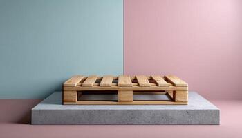 Minimalist design action featuring empty pallet modern studio visual content calm environment aesthetic view photo