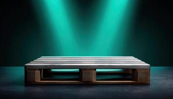 Minimalist pallet display sleek black surface product photography studio lighting elegant concept photo