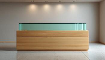 Modern reception desk design office space furniture minimalist aesthetic interior viewpoint professional concept photo