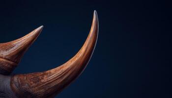 Detailed closeup of rhinoceros horn texture studio setting nature photography dark background photo