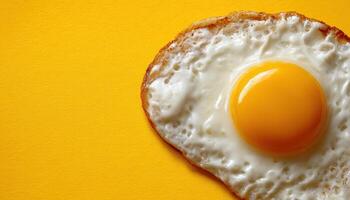 Perfectly fried egg closeup vibrant yellow background food photography culinary art top view breakfast delight photo