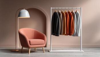 Stylish outfit display cozy interior fashion photography modern environment close-up view chic aesthetics photo