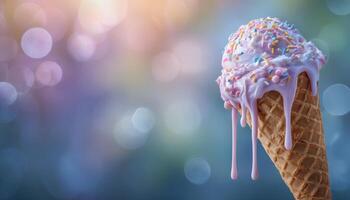 Melting ice cream delight summer picnic artistic photo outdoor close-up colorful presentation