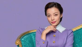Elegant maid outfit action studio portrait photography graceful asian woman soft lighting photo