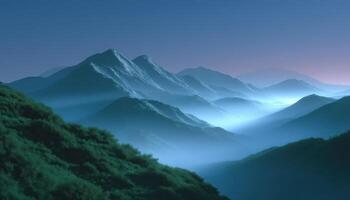 Misty mountain landscape at dusk serene nature scene atmospheric viewpoint soothing concept photo