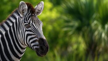 Zebra close-up portrait in sunlight nature setting wildlife photography natural environment photo