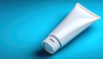 blank cream tube on vibrant standard product photography studio environment close-up view photo