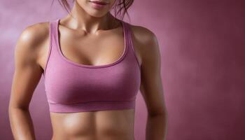 Fitness model posing in athletic wear studio background photography dynamic close-up body positivity photo