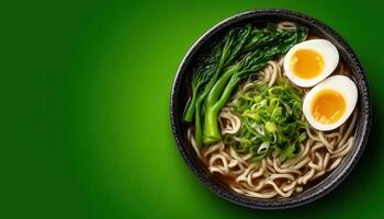 Savoring authentic ramen with fresh vegetables vibrant colors low-resolution visual delight photo