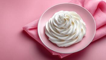 Whipped cream delight kitchen food photography soft textures high angle view culinary creativity photo