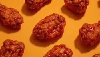 Korean fried chicken showcase restaurant food photography vibrant setting aesthetic presentation photo