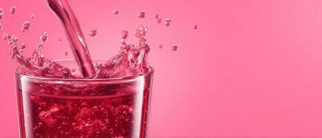 Cranberry juice explosion glass drink photography vibrant environment close-up refreshing concept photo