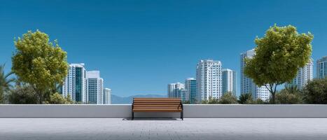 Empty plaza with a bench urban cityscape tranquil environment daytime view photo
