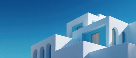 Geometric architecture in santorini abstract composition modern design clear sky aerial view photo
