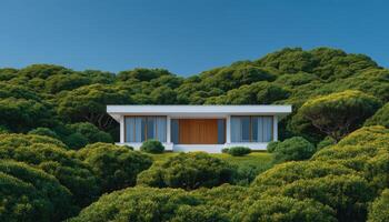 Modern minimalist house design surrounded by lush greenery contemporary architecture outdoor view photo