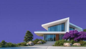 Modern angular house design scenic landscape architecture contemporary environment front view innovative concepts photo